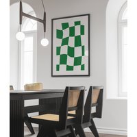 Funky | Large Squares Karierte Welle Kelly Grün & Weiß Wand Kunst Trendy Poster - No White Border Funky | Large Squares Karierte Welle Kelly Grün & Weiß Wand Kunst Trendy Poster - No White Border von NataliaDesignsbyNK