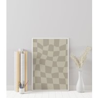 Funky | Medium Squares Kariertes Welliges Braun & Creme | Stein Und Khaki Wandkunst Trendy Poster - No White Border von NataliaDesignsbyNK