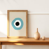 Trendy Wall Art Evil Eye Series Hellblauer Evil Eye Print | Originalkunst von NataliaDesignsbyNK