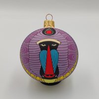 Mandrill Affe - Original Handbemalte Glas Weihnachtsverzierung, Malerei Auf Spielerei von NatalkaMyhalArts