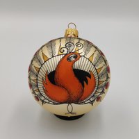 Pfau - Original Handbemalte Glas Weihnachtsverzierung, Malerei Auf Spielerei von NatalkaMyhalArts