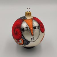 Schaf Weihnachtsverzierung Glas Handgemaltes Original von NatalkaMyhalArts