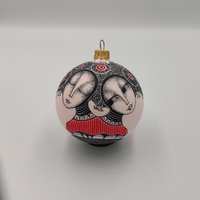 Schwestern Krabben, Original Glas Weihnachtsverzierung Handgemalt von NatalkaMyhalArts