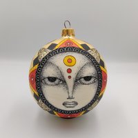 Sonne Und Mond Ornament, Weihnachtsverzierung, Original, Handbemalt, Glaskugel, Kunst Auf Ornamenten, Malerei Spielerei von NatalkaMyhalArts