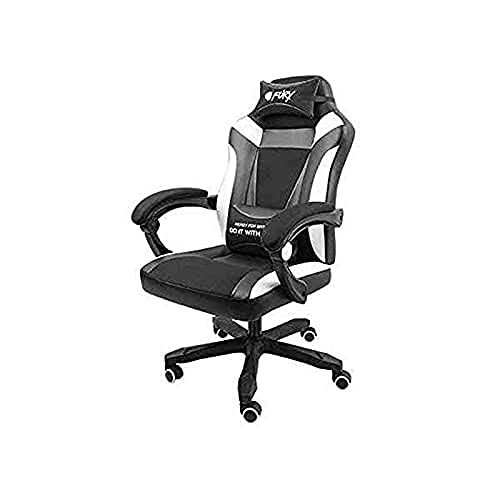 Natec Silla Negra/Blanca Fury Avenger M+ Gaming-Stuhl, Schwarz/Weiß, ergonomisches Design, Schaukelfunktion, Lendenkissen, bis zu 150 kg, Gaslift Klasse 3, Akazie, Multicolour, Medium von NATEC