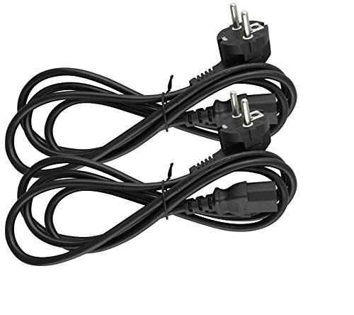 Naths Hardware® | 2x Kaltgerätekabel 1,8m | Kaltgerätestecker auf Schutzkontakt gewinkelt | PC Netzkabel 3 Polig | Netzteil Kabel C13 für Computer Monitor Bildschirm Drucker Beamer von Naths Hardware