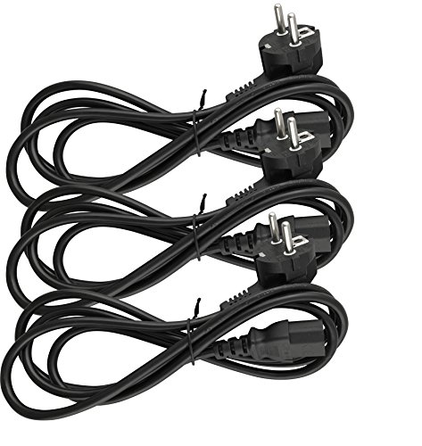 Naths Hardware® | 3x Kaltgerätekabel 1,8m | Netzteil für PC Computer Monitor Bildschirm Drucker Laptop | Kaltgerätestecker C13 auf Schutzkontakt gewinkelt CEE 7/7 | Stromkabel Schuko Kaltgeräte von Naths Hardware