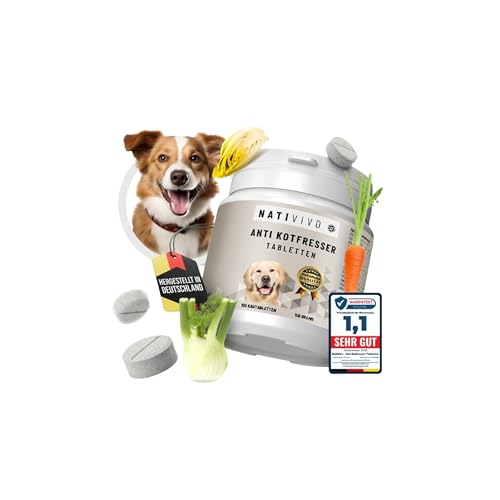 NatiVivo Magen Darm Drops Alternative Tabs Dia Tab für Hunde Probiotika unterstützt bei Gras& Kotfressen unterstützt die Normale Magenfunktion und eine ausgewogene Verdauung 100 Tabletten von NatiVivo