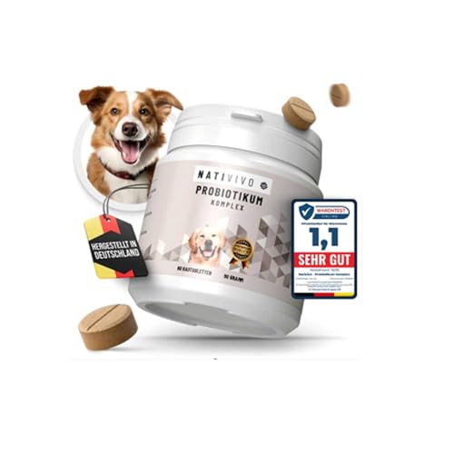 NatiVivo Probiotikum Komplex – 60 Tabs mit probiotischen Kulturen. Ergänzungsfuttermittel für Hunde zur Unterstützung der natürlichen Verdauung & Einer ausgewogenen Darmflora. Made in Germany! von NatiVivo
