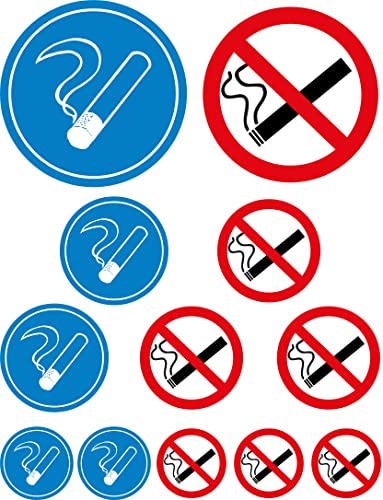 Nation 12 Stück Rauchen Verboten Aufkleber Sicherheitshinweis Verbotsschild Infoschild Zigaretten Nicht gestattet Warnzeichen Selbstklebende Karte Sticker - R027 von Nation