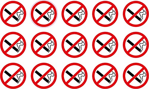 Nation 15 Stück Rauchen Verboten Aufkleber Verbotsschild Infoschild Zigaretten Nicht gestattet Nichtraucher Warnzeichen Selbstklebende Karte Sticker 15 x 4 cm - R016 von Nation