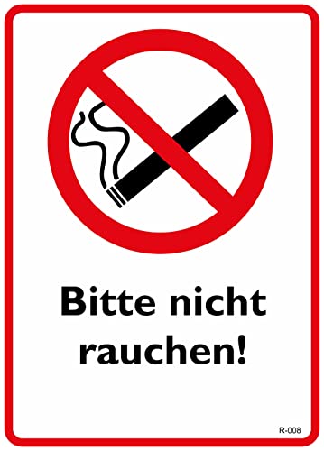 Nation Bitte Nicht Rauchen Aufkleber Nicht Rauchen Verbotsschild Infoschild Zigaretten Nicht gestattet Warnzeichen Selbstklebende Karte Sticker 225 x 160 mm - R008 von Nation