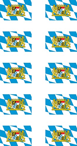 Nation Deutschland Bundesland Bayern Aufkleber 10 Stück Flaggen Fahne Set selbstklebend Sticker - PKW Auto Motorrad Biker Büro -F10 von Nation