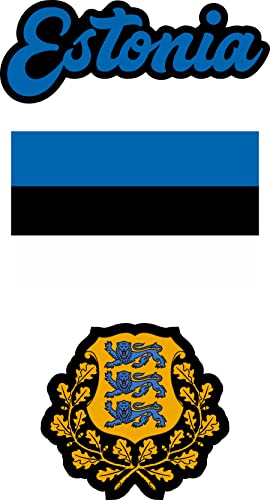Nation Estland Aufkleber 3 Stück Flaggen Fahne Wappen Set selbstklebend Sticker PKW Auto Motorrad Biker Büro F3 von Nation