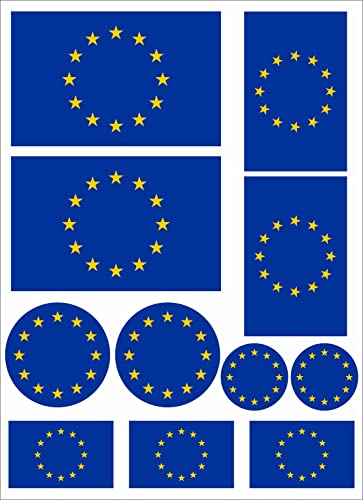 Nation Europa EU Flaggen Fahne Set 11 Stück Aufkleber selbstklebend Sticker - FS von Nation