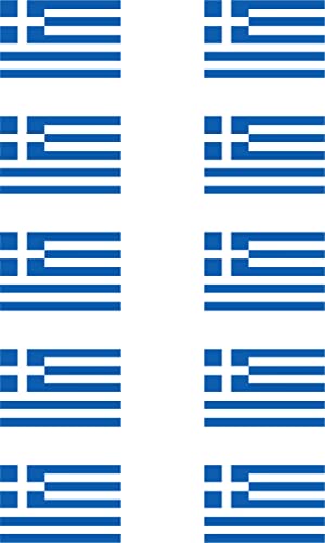 Nation Griechenland Aufkleber 10 Stück Flaggen Fahne Set selbstklebend Sticker - PKW Auto Motorrad Biker Büro -F10 von Nation