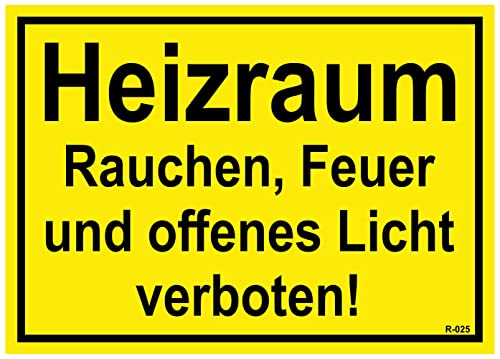 Nation Heizraum Rauchen Verboten Aufkleber Sicherheitshinweis Verbotsschild Infoschild Zigaretten Nicht gestattet Warnzeichen Selbstklebende Karte Sticker 23 x 17 cm- R025 von Nation