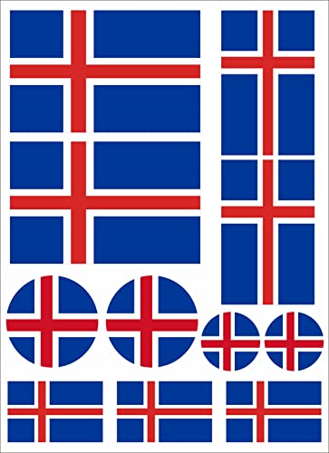 Nation Island Flaggen Fahne Set 11 Stück Aufkleber selbstklebend Sticker - FS von Nation