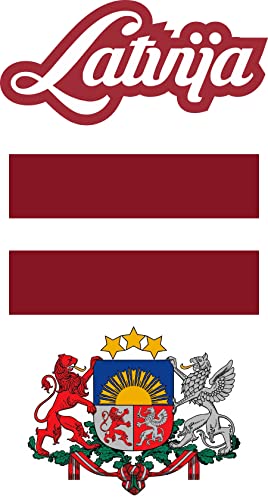 Nation Lettland Aufkleber 3 Stück Flaggen Fahne Wappen Set selbstklebend Sticker F3 von Nation
