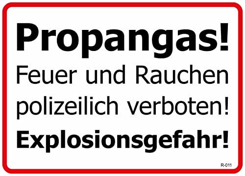 Nation Propangas Feuer Und Rauchen Polizeilich Verboten Aufkleber Verbotsschild Infoschild Zigaretten Nicht gestattet Nichtraucher Warnzeichen Selbstklebende Karte Sticker 225 x 160 mm - R011 von Nation