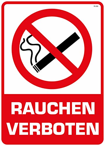 Nation Rauchen Verboten Aufkleber Nicht Rauchen Verbotsschild Infoschild Zigaretten Nicht gestattet Warnzeichen Selbstklebende Karte Sticker 225 x 160 mm - R009 von Nation