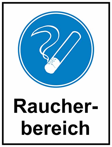 Nation Raucherbereich Aufkleber Sicherheitshinweis Infoschild Rauchen erlaubt Warnzeichen Selbstklebende Karte Sticker 19 x 14 cm - R028, Weiss von Nation