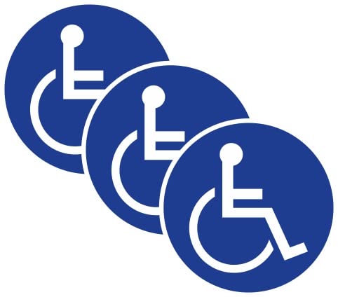 Nation Rollstuhl 3 Stück Kreis KFZ Aufkleber Karte Sticker - PKW Auto Behinderten Hinweis Warnaufkleber Gehbehinderung für Fenster Fahrzeug Scheibe Transporter - T10 von Nation