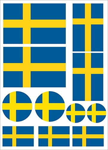 Nation Schweden Flaggen Fahne Set 11 Stück Aufkleber selbstklebend Sticker - FS von Nation