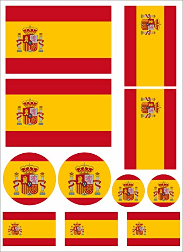 Nation Spanien Flaggen Fahne Set 11 Stück Aufkleber selbstklebend Sticker - FS von Nation