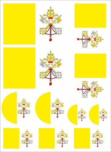 Nation Vatikan Flaggen Fahne Set 11 Stück Aufkleber selbstklebend Sticker - PKW Auto Motorrad Biker Büro - FS von Nation