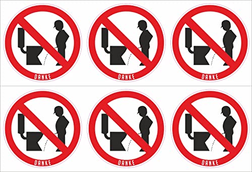 Nation WC Bitte im Sitzen pinkeln Klodeckel Aufkleber 6 Stück Toiletten Schild selbstklebend Badezimmer Cafe Resturant mit UV Schutz für Außenbereich Innenbereich - T-015 von Nation