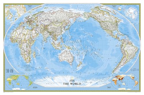 National Geographic Map World Classic, Pacific Centered, laminiert, Planokarte von National Geographic