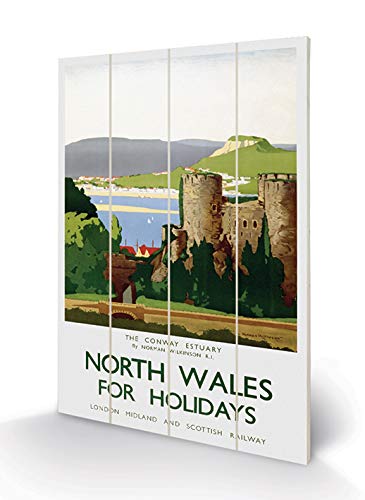 National Railway Museum SW12563P Kunstdruck auf Holz, 59 x 40 cm, North Wales (The Conway Estuary by Norman Wilkinson), Mehrfarbig, 59 x 40 x 1,2 cm von National Railway Museum