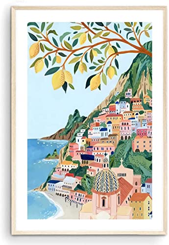 Positano, Amalfiküste Kunstdruck, Italien-Kunstdruck, Reisegeschenk, Reiseposter, Europa-Druck, italienische Küste, italienische Riviera, Einweihungsfeier (ungerahmt) (40,6 x 61 cm) von Nationcog