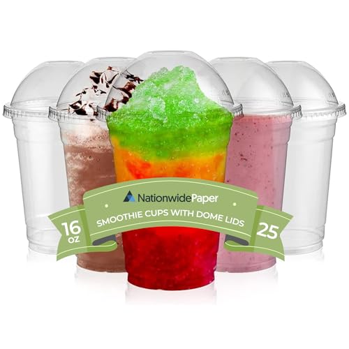 Nationwide Paper Strong Smoothie Cups with Dome Lids (16oz-25pcs) von Nationwide Paper