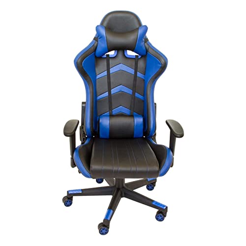 NATIV Gaming Stuhl mit Wippmechanik | höhenverstellbarer Bürostuhl | drehbarer Schreibtischstuhl | höhenverstellbare Armstützen | schwarz-blau | bis 150kg | Kunstleder | 16kg Anti-Rage-Quit von NATIV