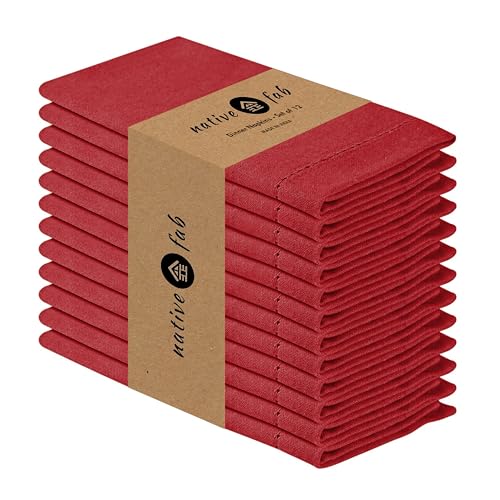 Native Fab Rote Stoffservietten, 100 % Baumwolle, 45,7 x 45,7 cm, gesäumte Ecken, weich, saugfähig, wiederverwendbar, Tischservietten für Hochzeiten, Veranstaltungen, Mittagessen, Abendessen, Partys, Native Fab Rote Stoffservietten, 100 % Baumwolle, 45,7 x 45,7 cm, gesäumte Ecken, weich, saugfähig, wiederverwendbar, Tischservietten für Hochzeiten, Veranstaltungen, Mittagessen, Abendessen, Partys, von Native Fab