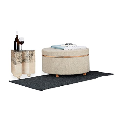 Native Home Hocker-Tisch-Kombination, Sitzhocker u. Couchtisch in Einem, Fußhocker 2 in 1, HBT ca 40 x 76 x 76 cm, beige von Native Home