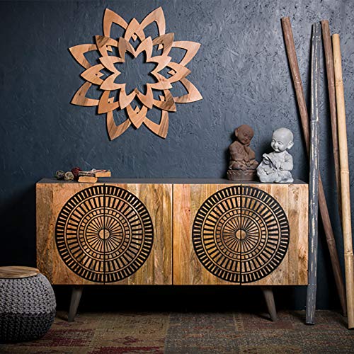 Native Home Sideboard asiatisch, Muster, modern, massiv, mit Türen, Mangoholz, Kommode, HxBxT 85 x 160 x 45 cm, Natur von Native Home