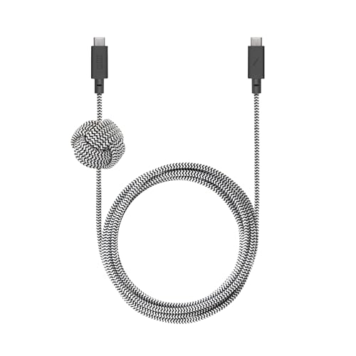 Native Union Anchor Cable 240W - 10ft verstärktes geflochtenes USB-C auf USB-C Ladekabel mit PD 3.1 und gewichtetem Knoten - Für iPhone 16, 16 Pro Max, MacBook Pro 14"/16" M2, Air 15" M2 (Zebra) von Native Union