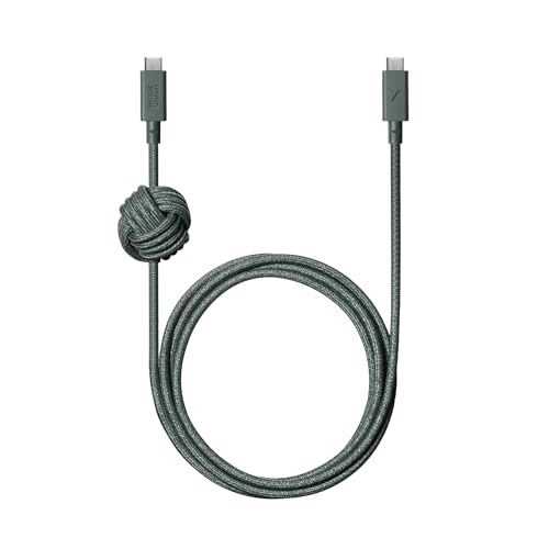 Native Union Anchor Cable 240W - 10ft verstärktes geflochtenes USB-C auf USB-C Ladekabel mit PD 3.1 und gewichtetem Knoten - Für iPhone 16, 16 Pro Max, MacBook Pro 14"/16" M2, Air 15" M2(Schiefergrün) von Native Union