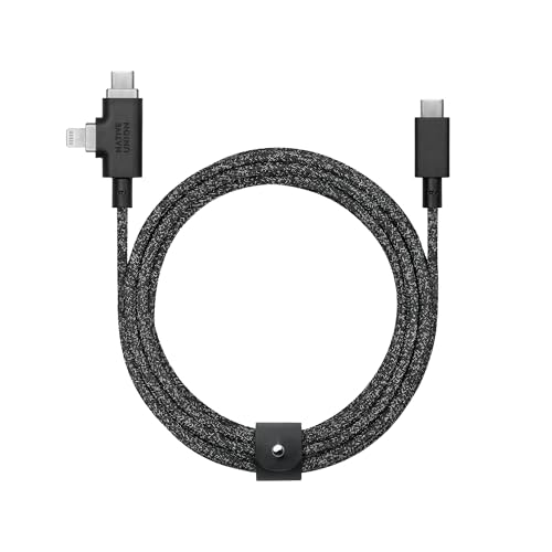 Native Union Gürtelkabel Duo Pro 240W–8ft starkes geflochtenes universelles Ladekabel–Hergestellt aus recycelten Materialien–2-in-1 MFi-zertifizierte Anschlüsse für Lightning-und Type-C-Geräte-Cosmos von Native Union