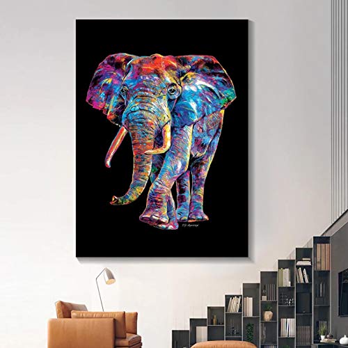 Nativeemie Abstraktes Tier bunt Elefant Poster Wandkunst Leinwand Malerei Druck Bilder für Wohnzimmer Home Interior Decor 60x80cm / 23,6"x31,5 Rahmenlos von Nativeemie