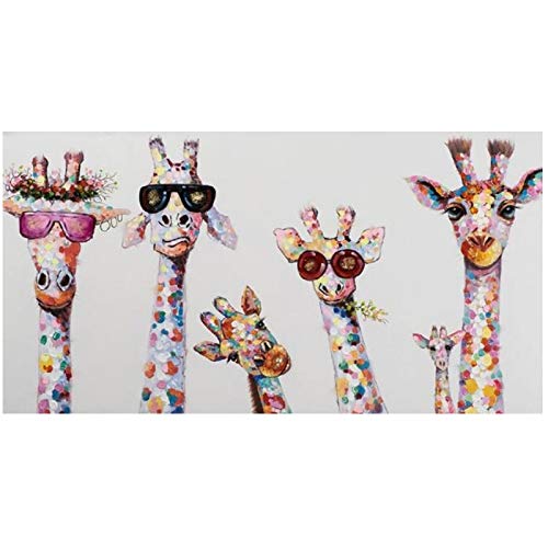 Nativeemie An der Wand Leinwand Gemälde Zusammenfassung Giraffe Familie Graffiti Kunst Poster und Drucke Tiere Bild Home Decoration 50x100cm / 19.7"x39.4 Rahmenlos von Nativeemie