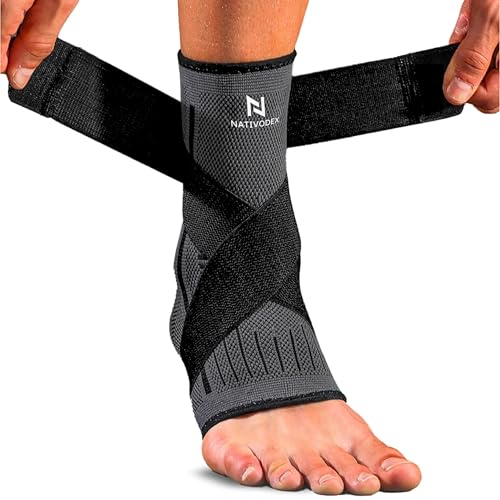 NativoDex Sprunggelenkbandage – Verstellbare Knöchelbandage für Plantarfasziitis & Achillessehne – Stabilisierung & Schutz – Atmungsaktive orthopädische Fußbandage für beide Füße von NativoDex
