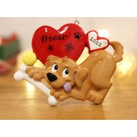 Hund Personalisierter Christbaumschmuck, Hundeliebhaber Geschenk, Tan Ornament, Personalisierte Haustier Welpe Ornament von Natlandia