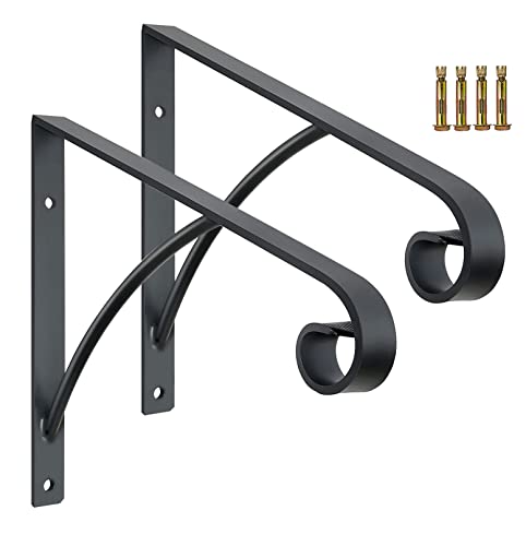 Natliedop Handlauf 1-2 Stufen Veranda Handlauf Schmiedeeisen Handlauf Grab Rail Einzelpfostengeländer Wandmontage Schwarz Treppengeländer Halterung Metall Kunst Handlauf für Outdoor Step von Natliedop