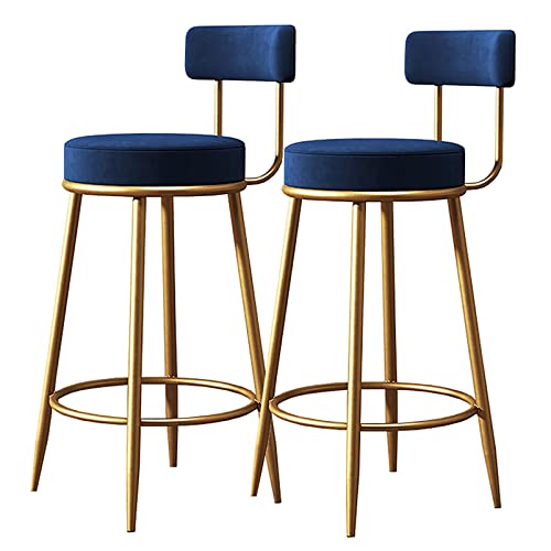 Natliedop Samt Barhocker Set von 2, gepolsterter Sitz mit Rückenlehnen- und Pedal-Metallbeinen Küchenfrühstücksstuhl, Lastlager 330 LB, Sitzhöhe - 25.6in von Natliedop