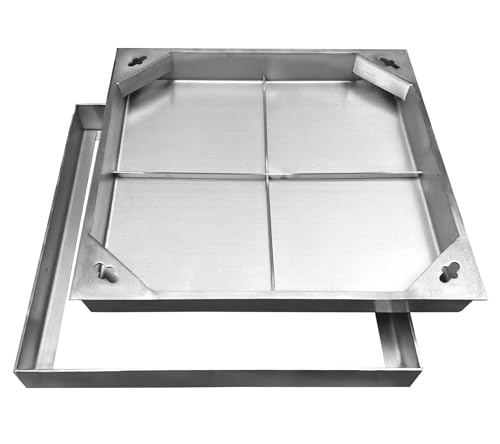 NATOTELA Schachtabdeckung, transparente Öffnung, 400 x 400 mm, Edelstahl, versenkter Schachtdeckel und Rahmen, quadratisch, robust, eingebettet, unsichtbar, dekoriert, Inspektionskammerdeckel für von Natotela