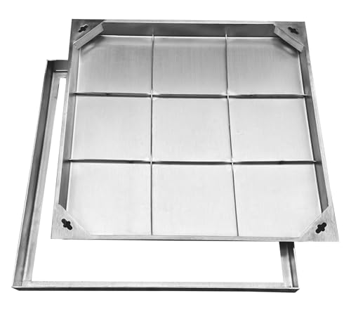 Natotela 71,1 x 71,1 cm unsichtbare Edelstahl-Schachtabdeckung und -rahmen, versenkte quadratische Edelstahl-Abwasserabdeckung und -boden, eingebettete Metall-Inspektionsabdeckung für den Innen- und Natotela 71,1 x 71,1 cm unsichtbare Edelstahl-Schachtabdeckung und -rahmen, versenkte quadratische Edelstahl-Abwasserabdeckung und -boden, eingebettete Metall-Inspektionsabdeckung für den Innen- und von Natotela